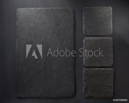 Picture of  slate stone at wooden background